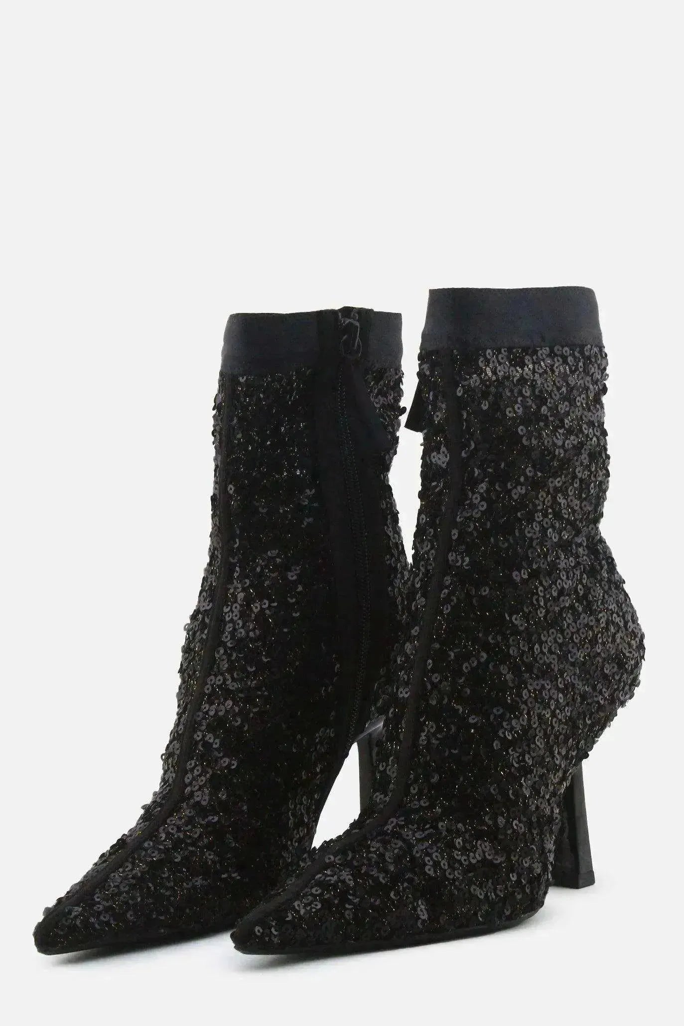 Zara Zipper Stilettos Ankle Boots | Textile - sundaybazar
