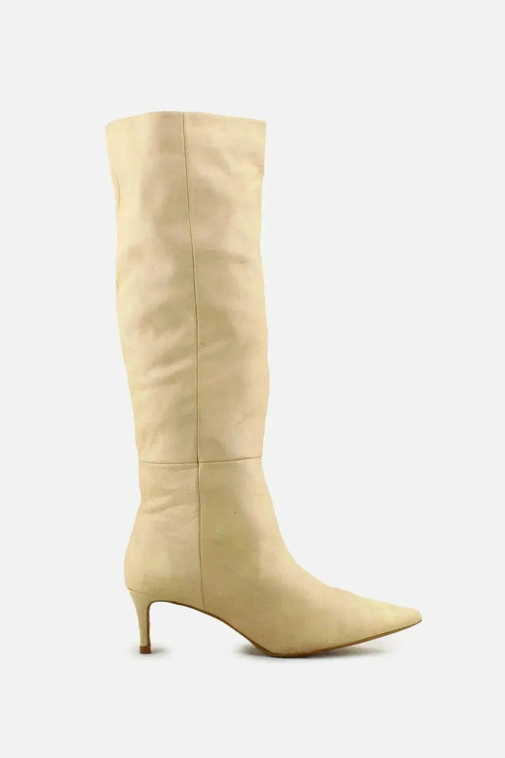 Zara Kitten Heels Knee High Boots | 100% Authentic Leather - sundaybazar