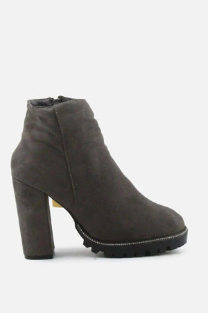 European Brand Zipper Block Ankle Boots | Suede - sundaybazar