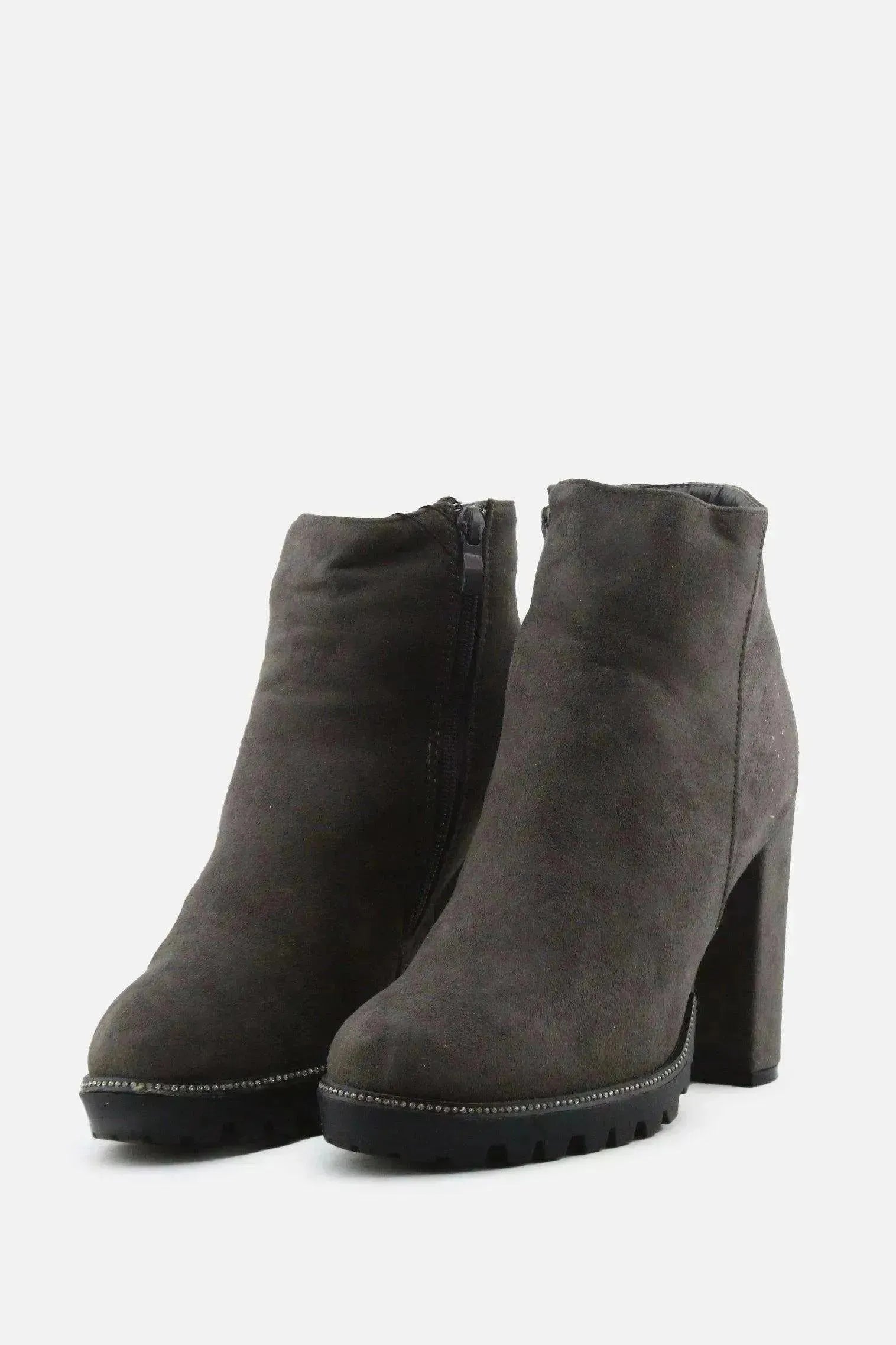 European Brand Zipper Block Ankle Boots | Suede - sundaybazar