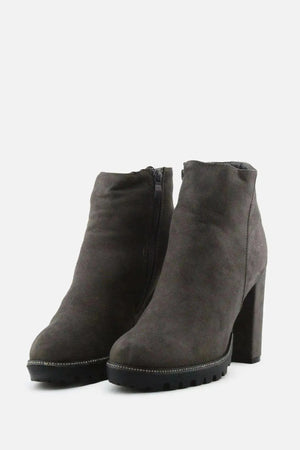 European Brand Zipper Block Ankle Boots | Suede - sundaybazar
