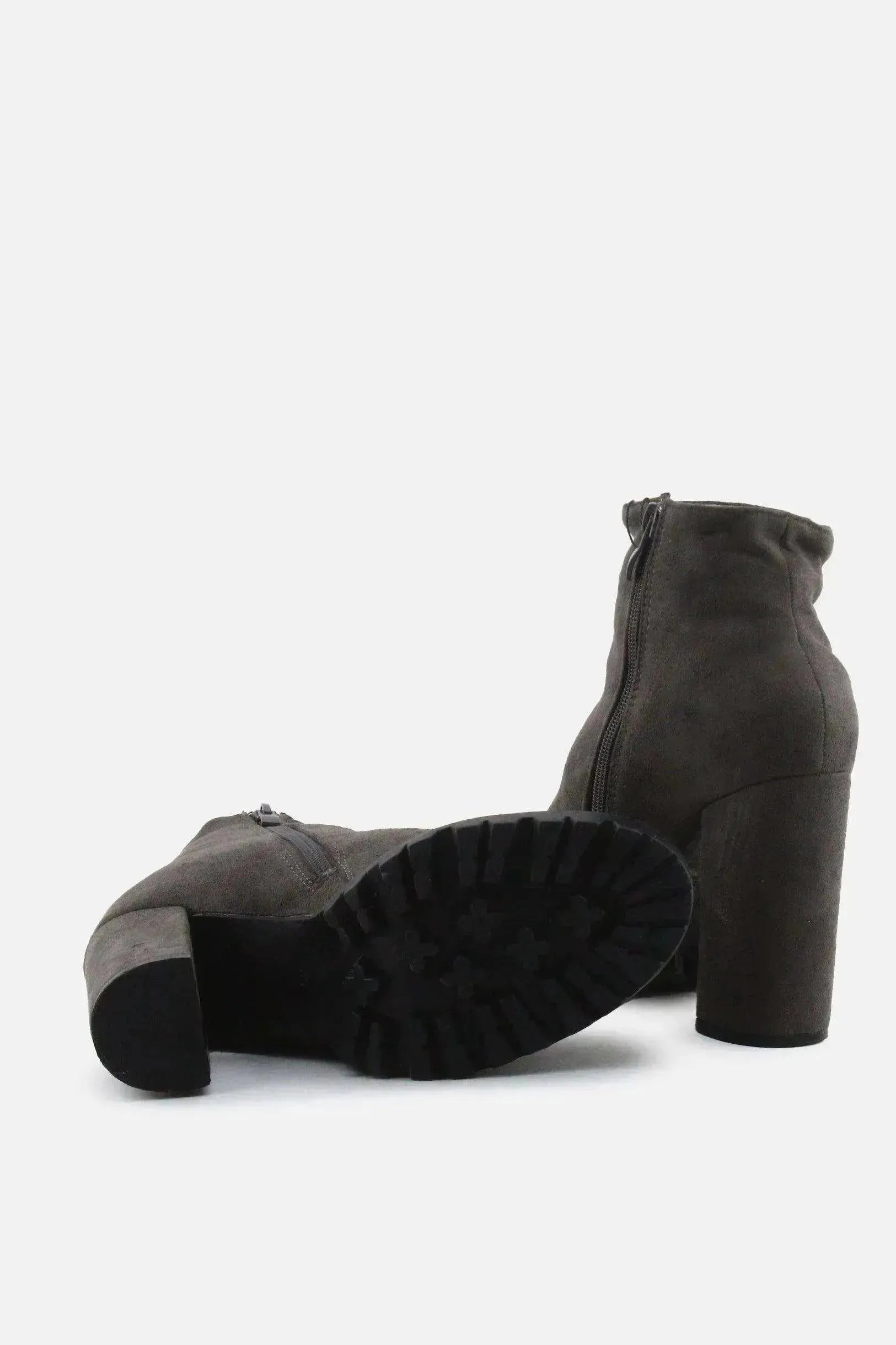 European Brand Zipper Block Ankle Boots | Suede - sundaybazar
