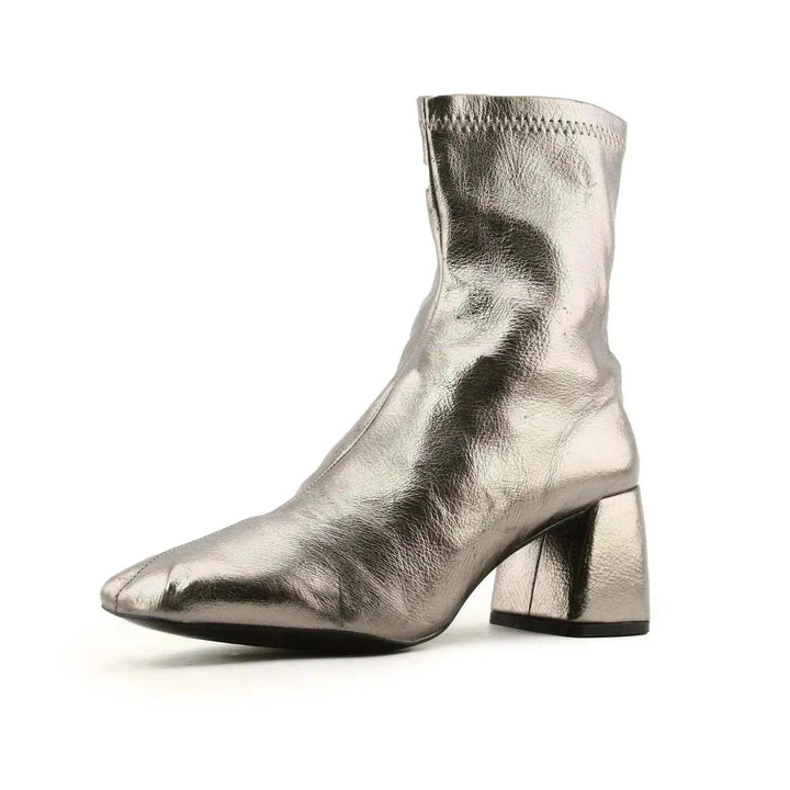Stradivarius Zipper Block Heels Ankle Boots | 100% Authentic Leather - sundaybazar