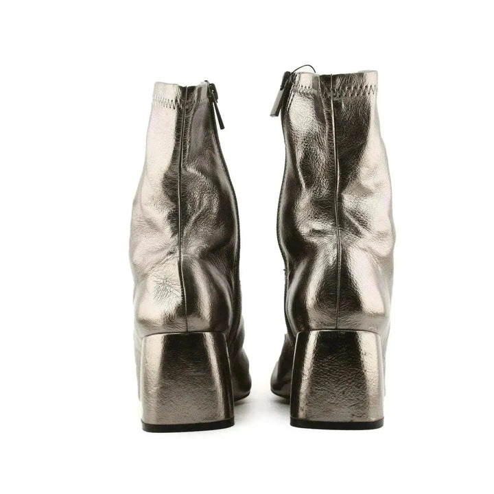 Stradivarius Zipper Block Heels Ankle Boots | 100% Authentic Leather - sundaybazar