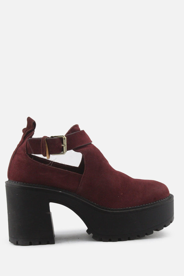 Pull & Bear Buckle Straps Block Ankle Boots | Suede