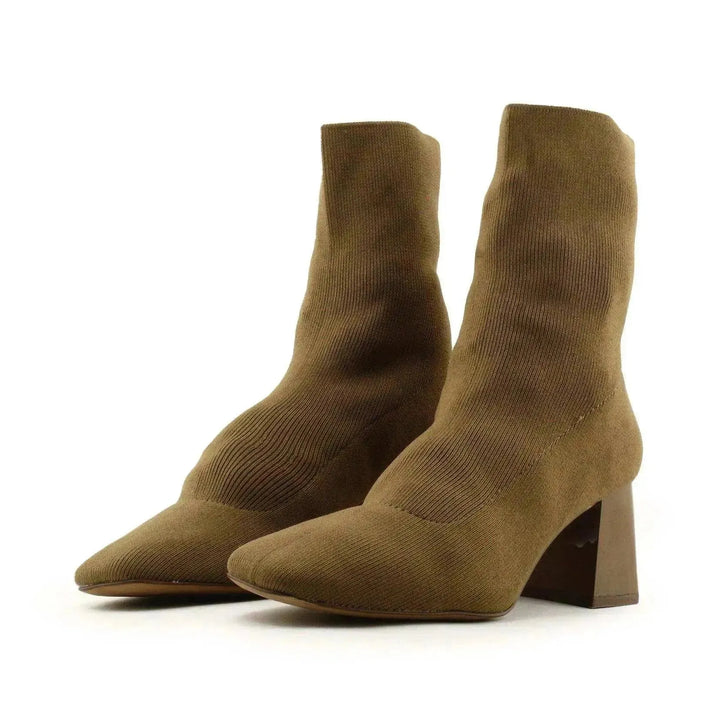 Lefties Block Heels Sock Boots | Suede - sundaybazar