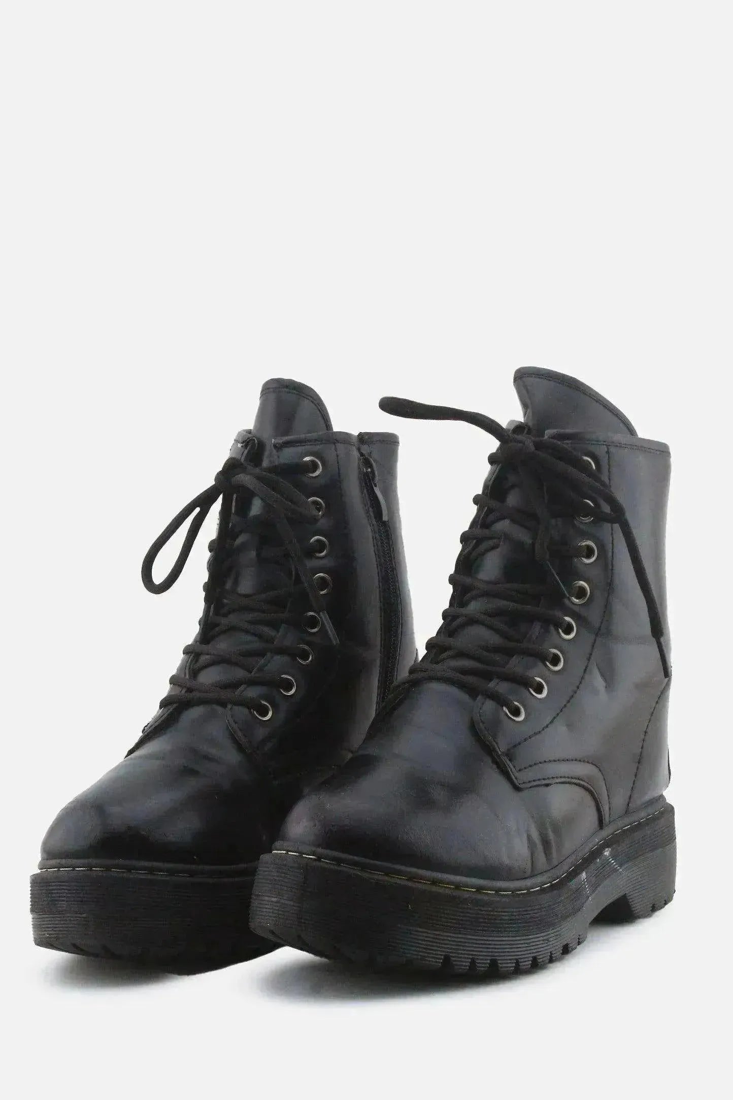 European Brand Zipper Laces Combat Ankle Boots | 100% Authentic Leather - sundaybazar
