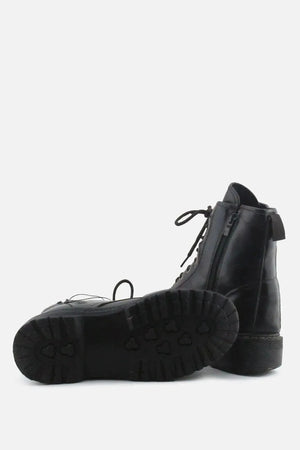 European Brand Zipper Laces Combat Ankle Boots | 100% Authentic Leather - sundaybazar