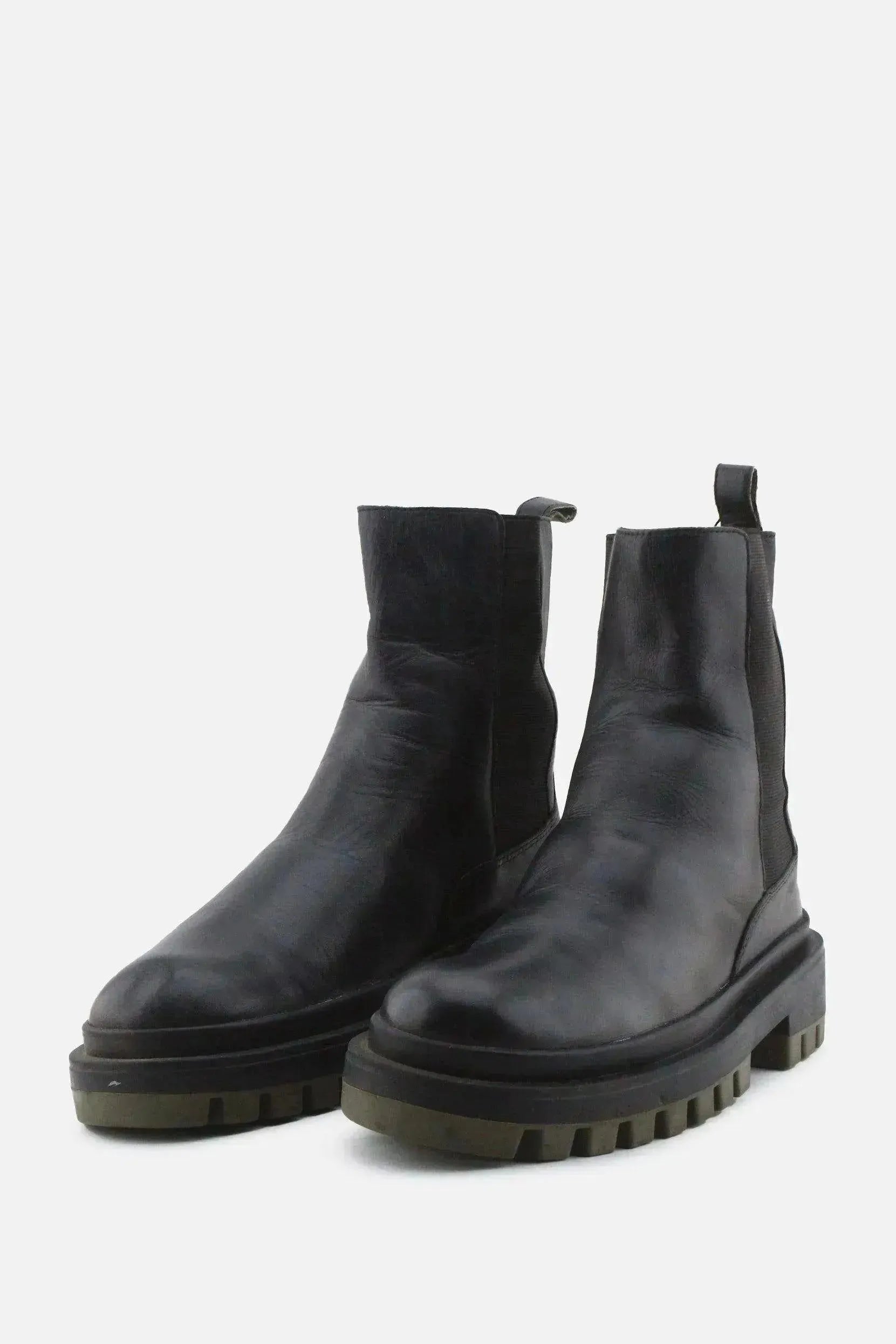Zara Stretchable Combat Ankle Boots | 100% Authentic Leather - sundaybazar