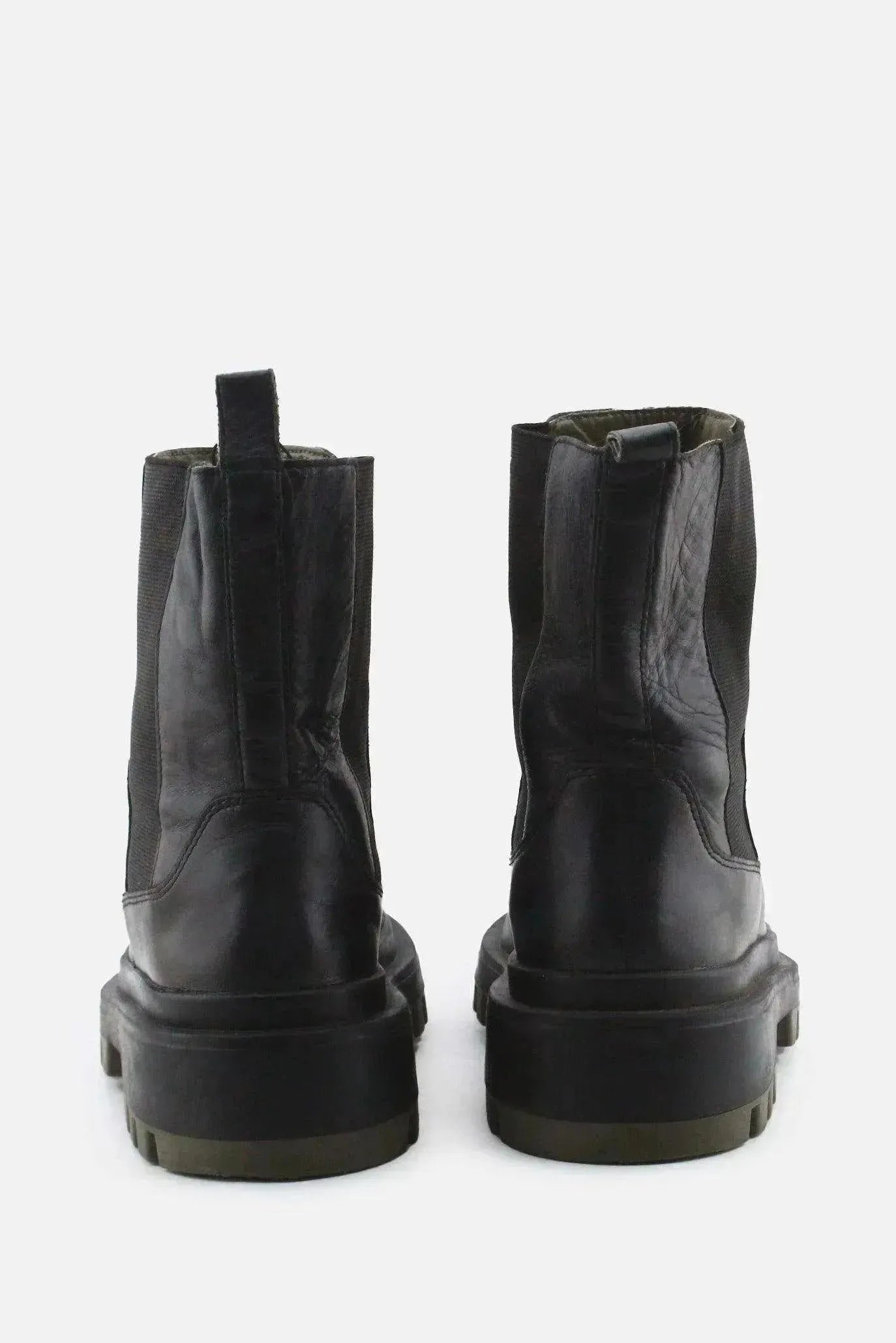 Zara Stretchable Combat Ankle Boots | 100% Authentic Leather - sundaybazar