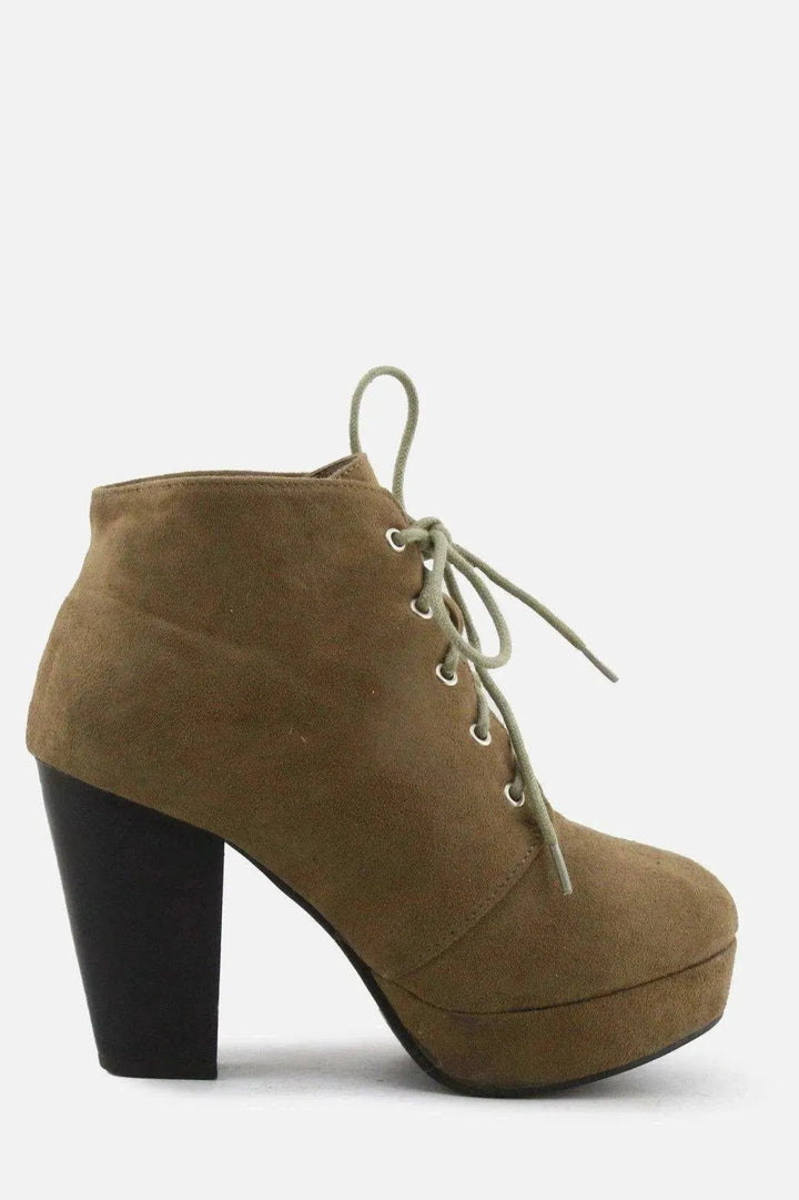 Forever Laces Block Ankle Boots | Suede - sundaybazar