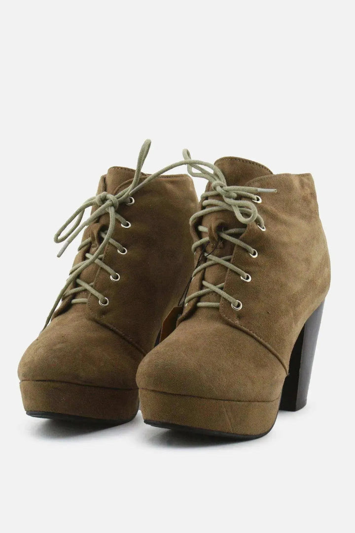 Forever Laces Block Ankle Boots | Suede - sundaybazar