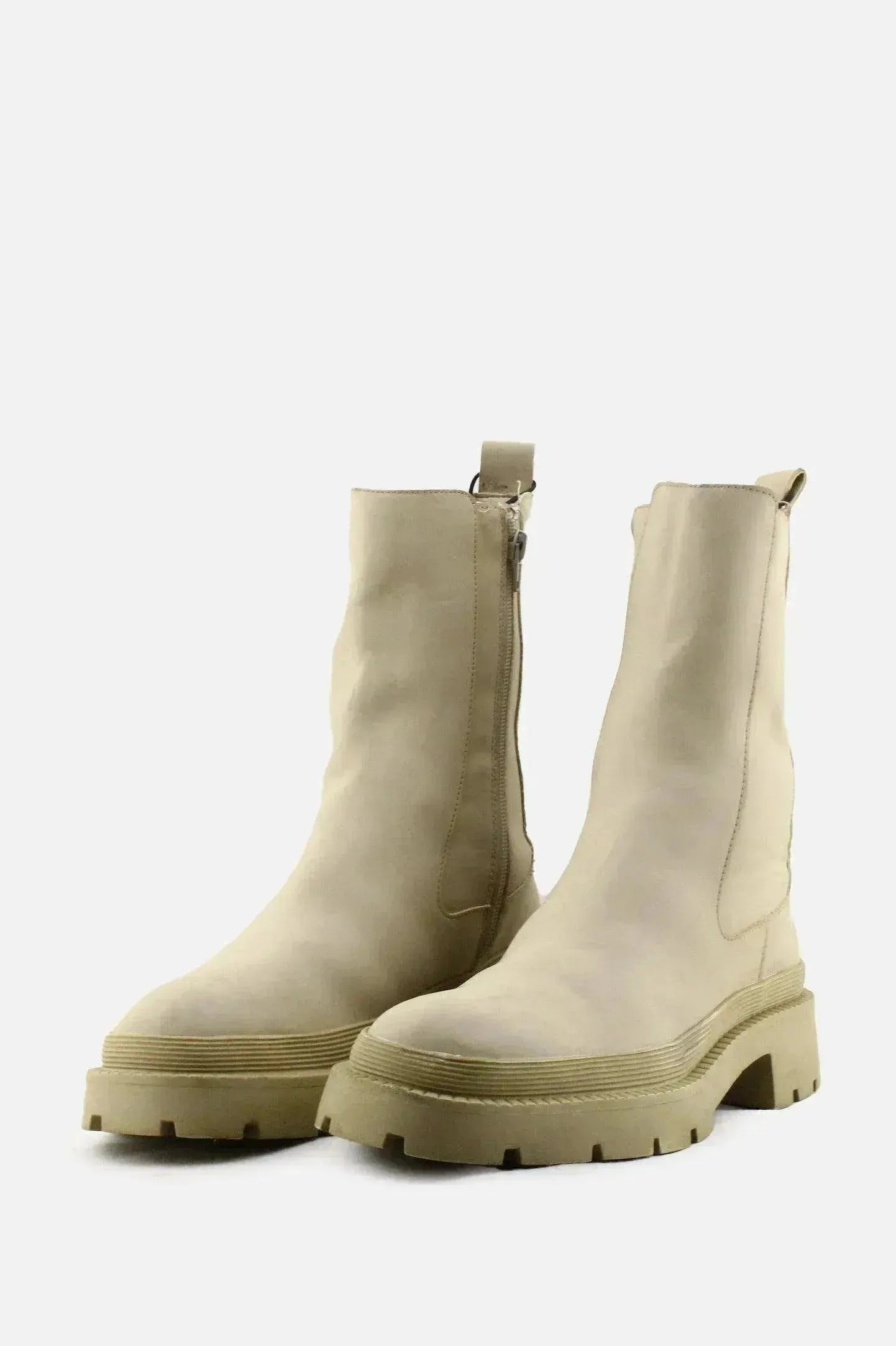 Zara Zipper Combat Ankle Boots | 100% Authentic Leather - sundaybazar