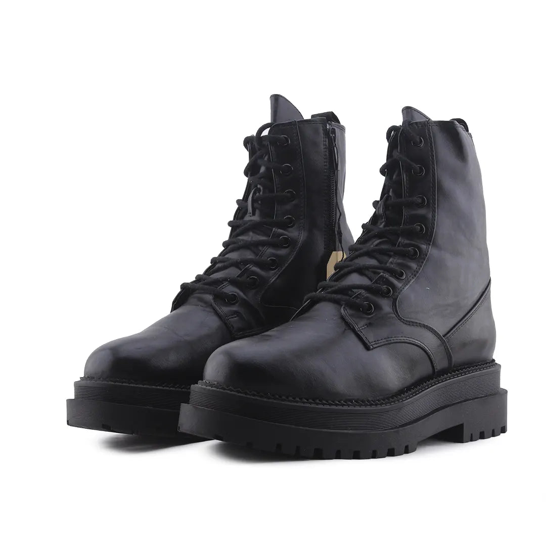Stradivarius Zipper Lace Up Ankle Boot | 100% Authentic Leather