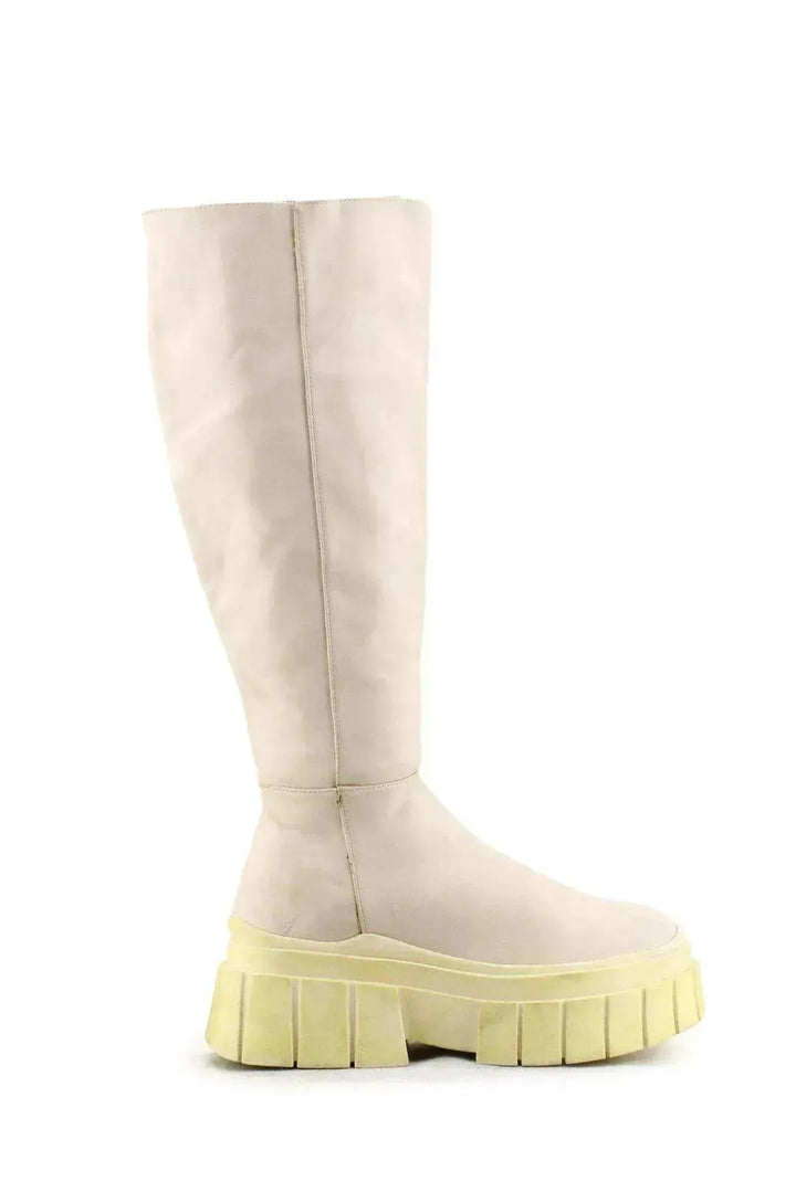 Bershka Zipper Knee High Boots | 100% Authentic Leather - sundaybazar
