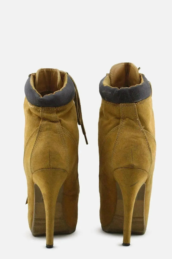 European Brand Laces Stilettos Ankle Boots | Suede - sundaybazar