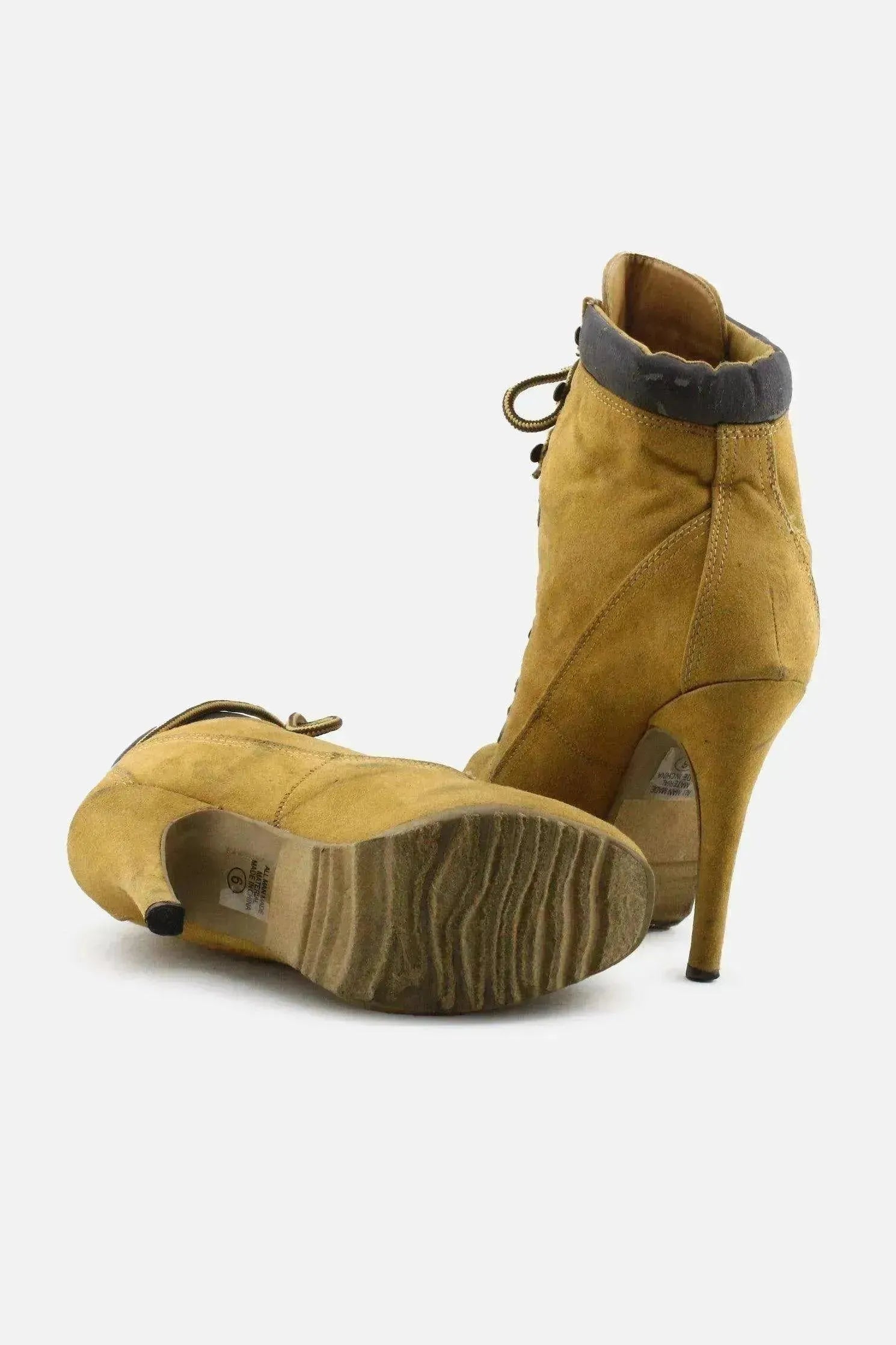 European Brand Laces Stilettos Ankle Boots | Suede - sundaybazar