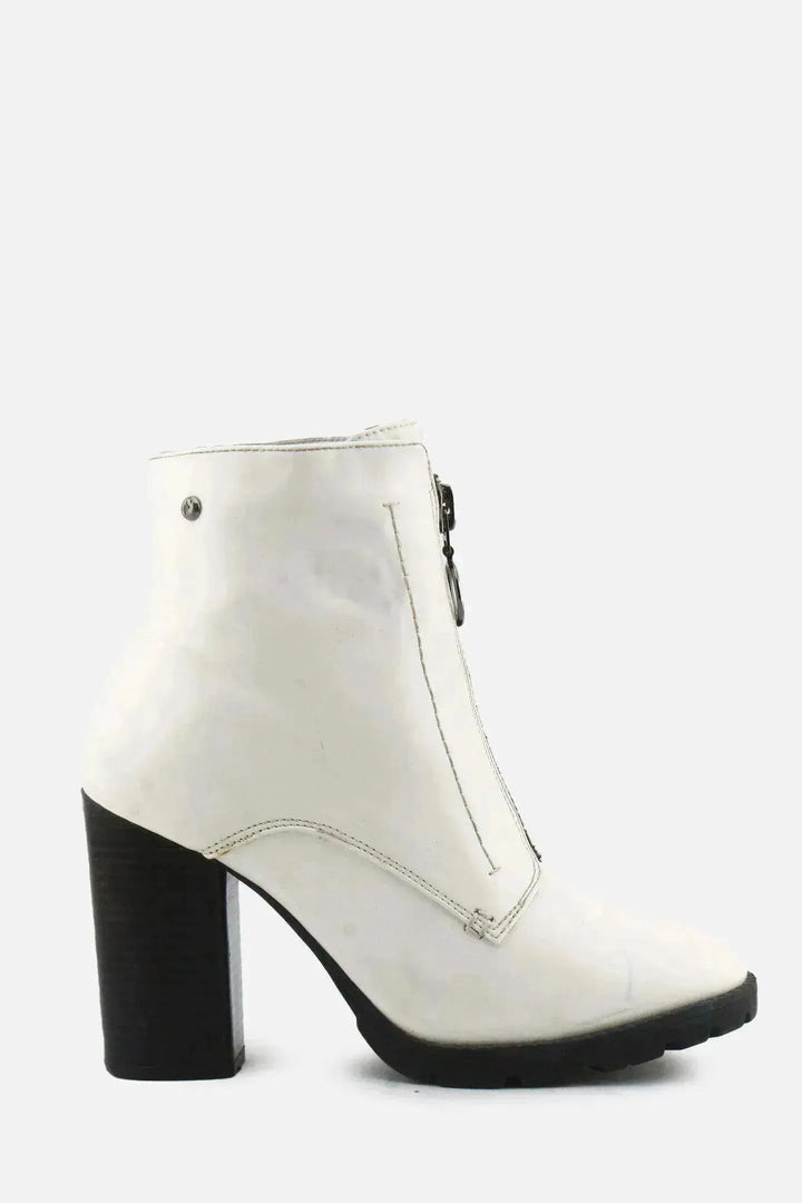 Simple Vera Zipper Block Ankle Boots | 100% Synthetic Leather - sundaybazar