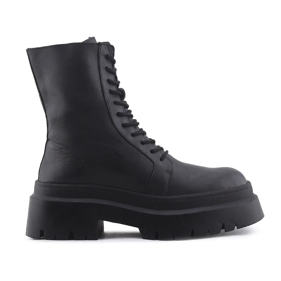 Pull & Bear Zipper Lace Up Ankle Boot | 100% Authentic Leather