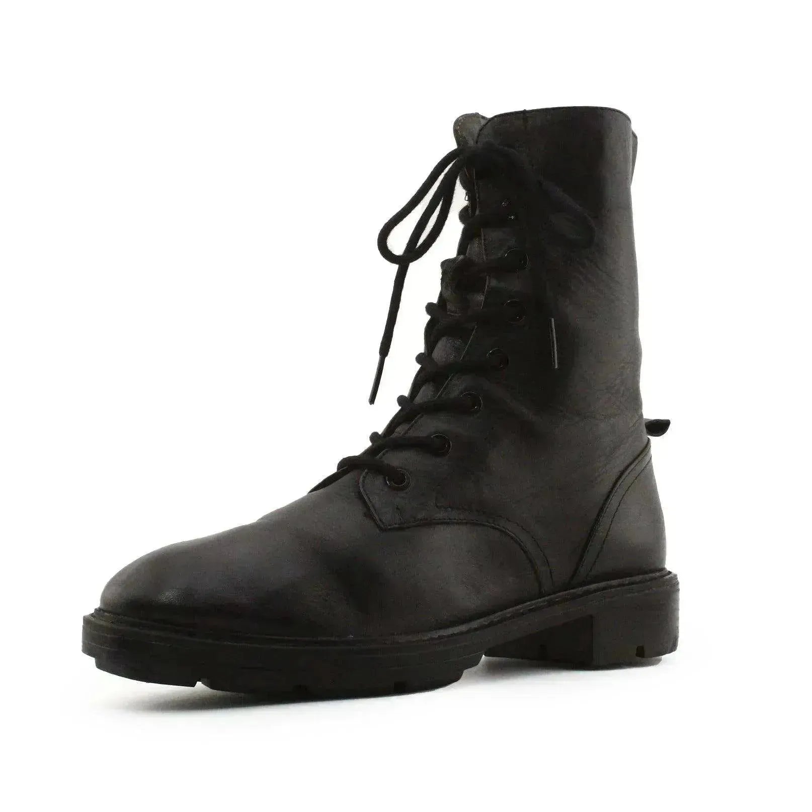 Zara Zipper Laces Combat Boots | 100% Authentic Leather - sundaybazar
