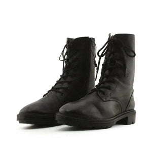 Zara Zipper Laces Combat Boots | 100% Authentic Leather - sundaybazar