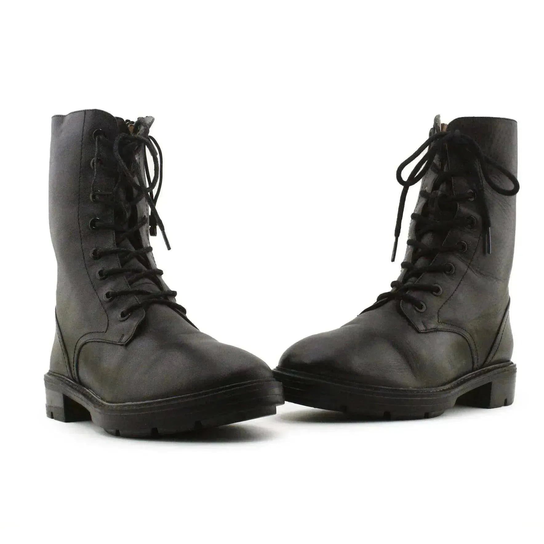 Zara Zipper Laces Combat Boots | 100% Authentic Leather - sundaybazar