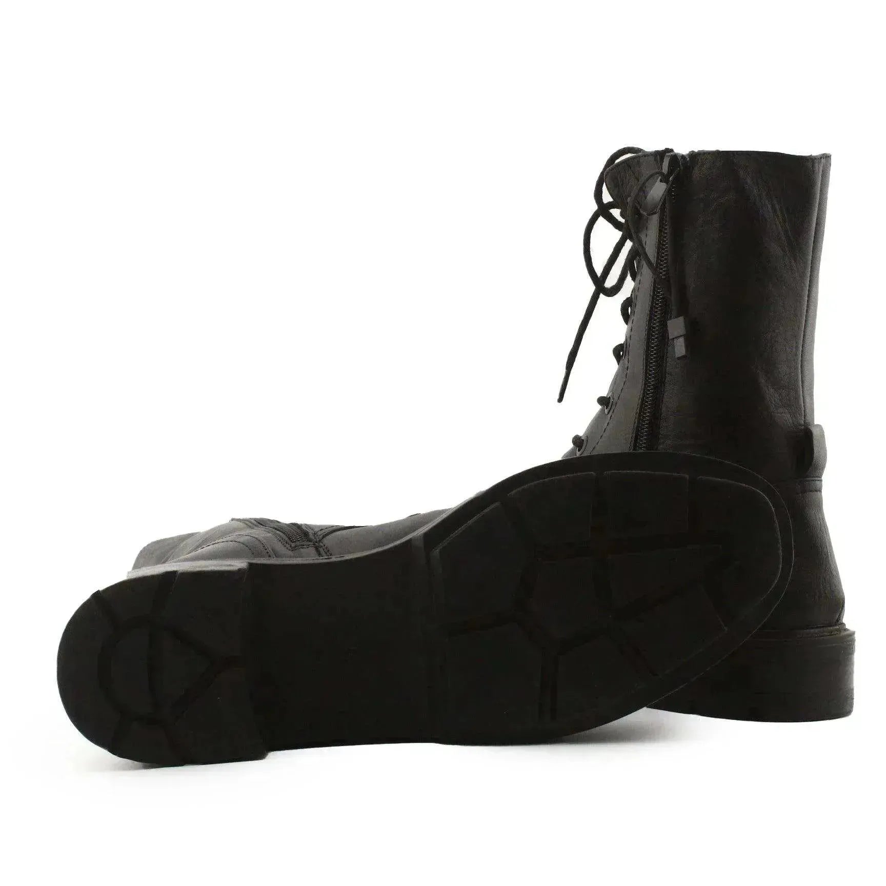Zara Zipper Laces Combat Boots | 100% Authentic Leather - sundaybazar