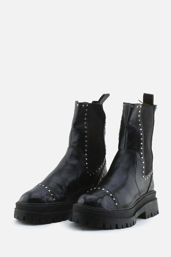 Stradivarius Stretchable Combat Ankle Boots | 100% Authentic Leather - sundaybazar