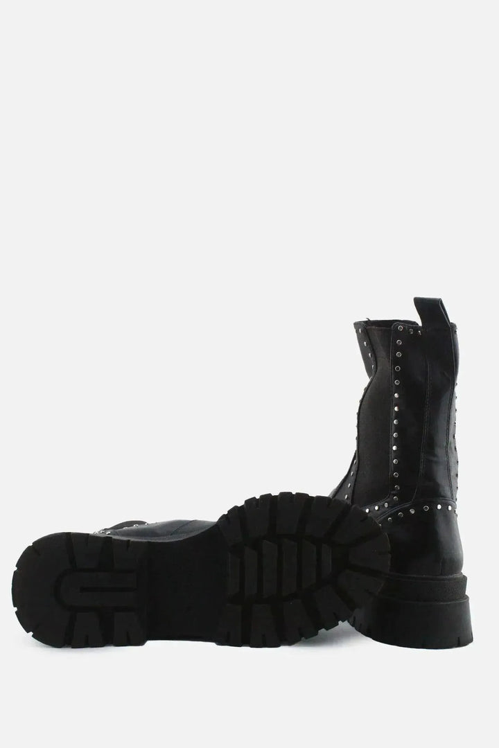 Stradivarius Stretchable Combat Ankle Boots | 100% Authentic Leather - sundaybazar