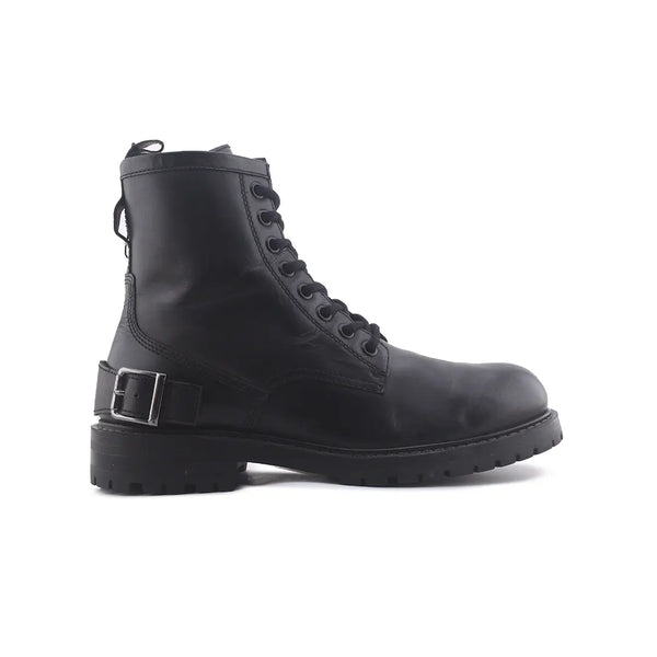 Zara Lace Up Buckle Combat Ankle Boots (100% Authentic Leather)