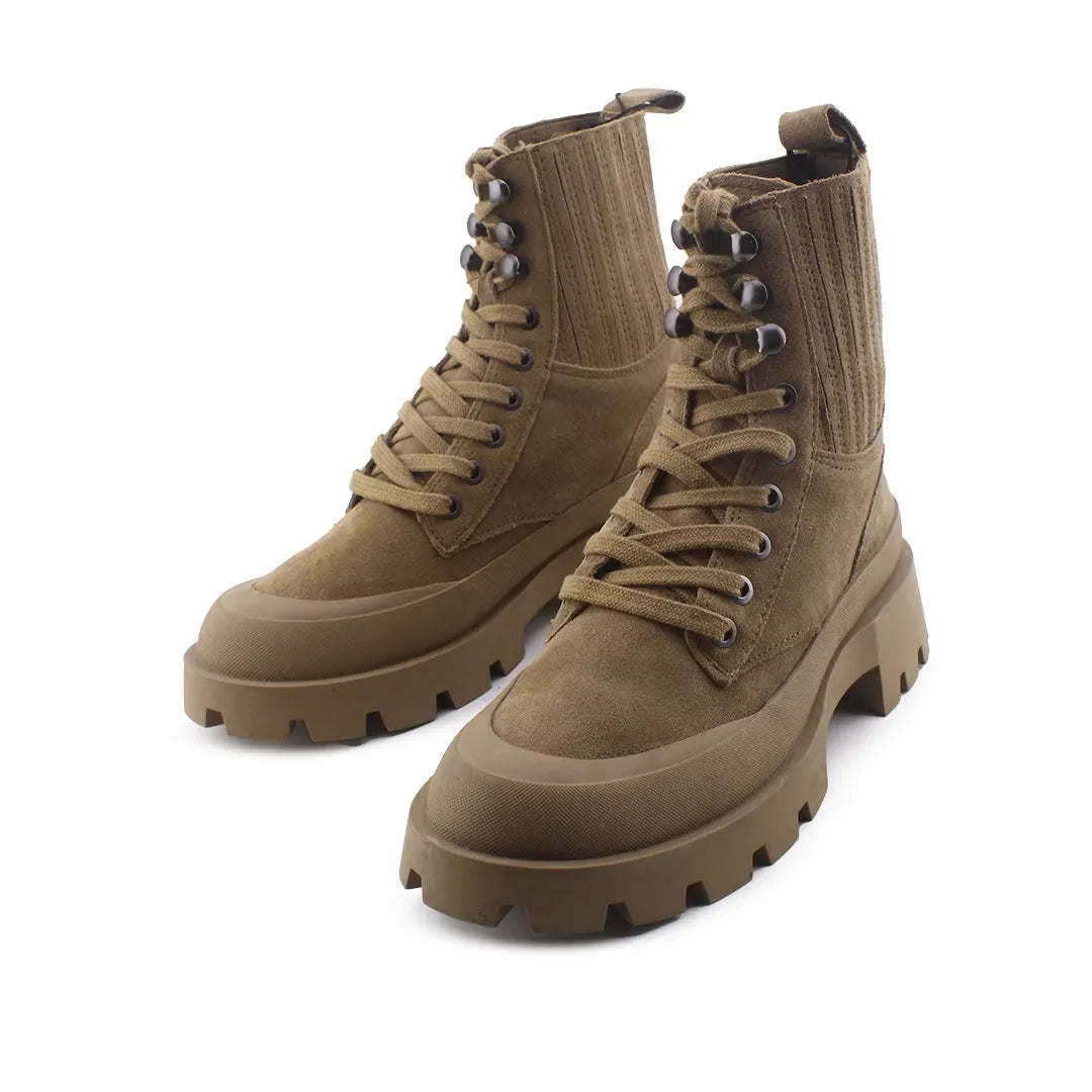 Zara Lace Up Combat Ankle Boots (Suede)