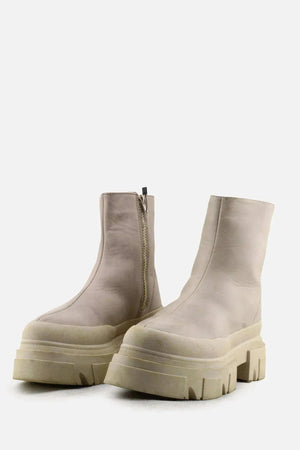 Bershka Zipper Block Ankle Boots | 100% Authentic Leather - sundaybazar