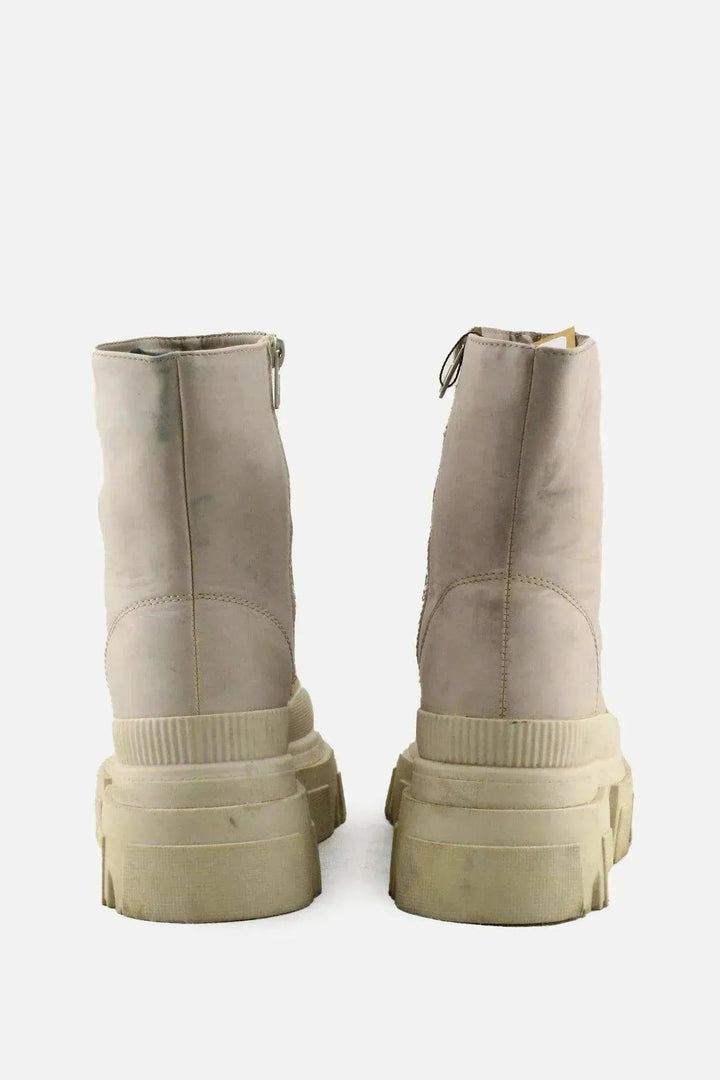 Bershka Zipper Block Ankle Boots | 100% Authentic Leather - sundaybazar