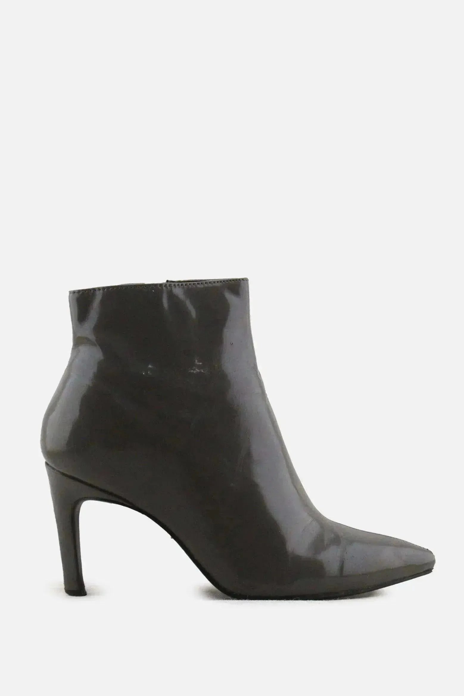M & S Zipper Stilettos Heels Ankle Boots | 100% Synthetic Leather - sundaybazar