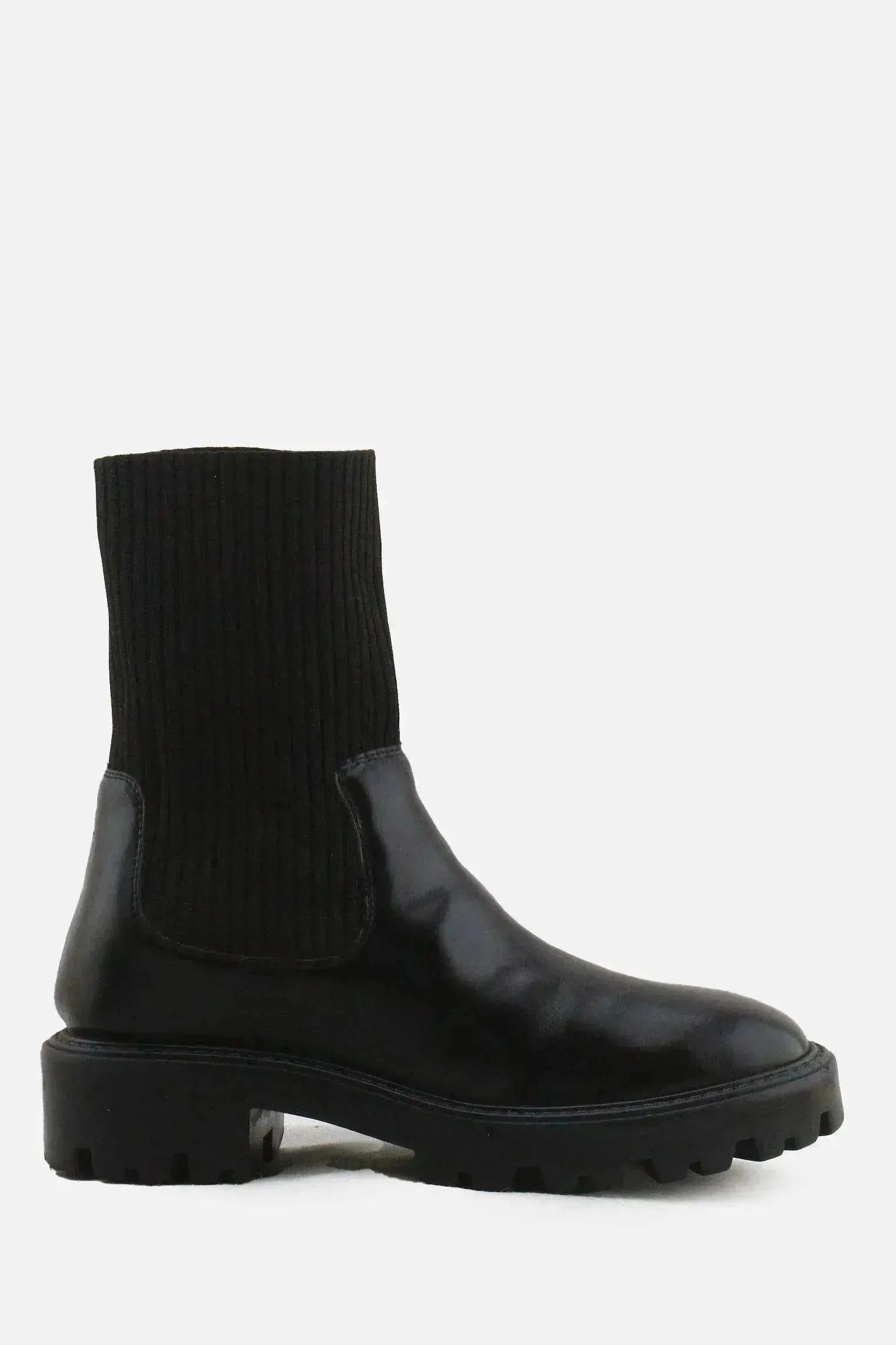 Lefties Stretchable Block Ankle Boots | 100% Authentic Leather - sundaybazar