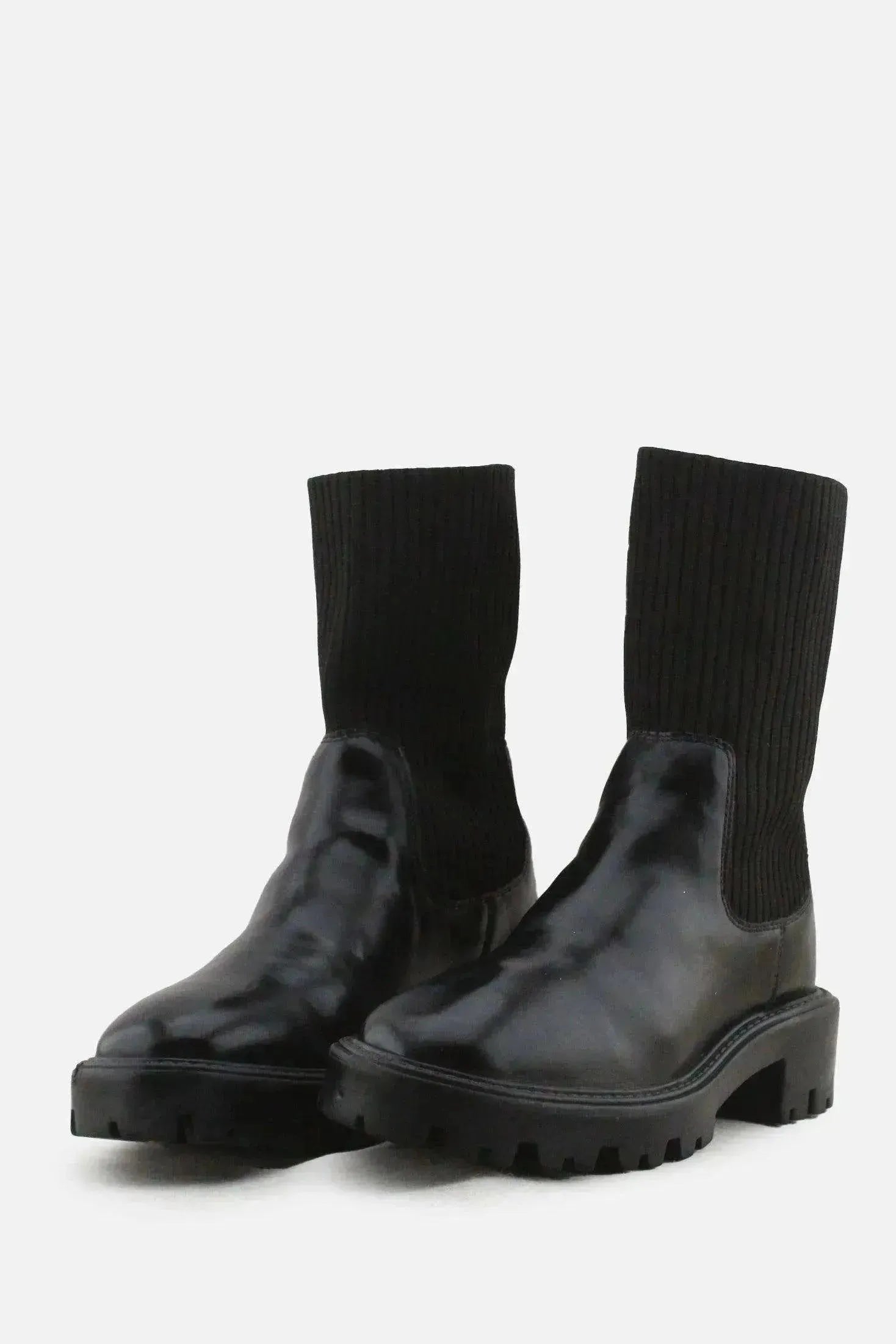 Lefties Stretchable Block Ankle Boots | 100% Authentic Leather - sundaybazar