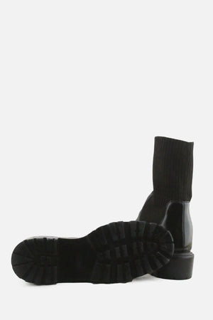 Lefties Stretchable Block Ankle Boots | 100% Authentic Leather - sundaybazar
