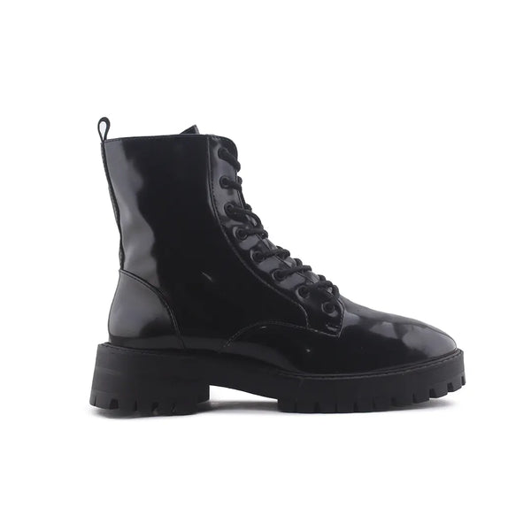 Zara Lace Up Zipper Combat Ankle Boots (100% Synthetic Leather)