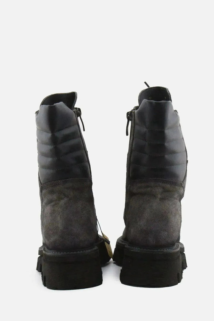 Woman Zipper Laces Combat Ankle Boots | Suede - sundaybazar