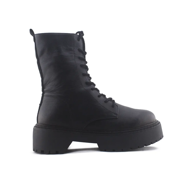 Pull & Bear Lace Up Zipper Combat Ankle Boots (100% Authentic Leather)