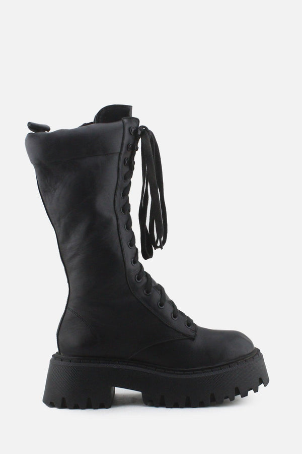 Zara Zipper Laces Combat Long Boots | 100% Authentic Leather