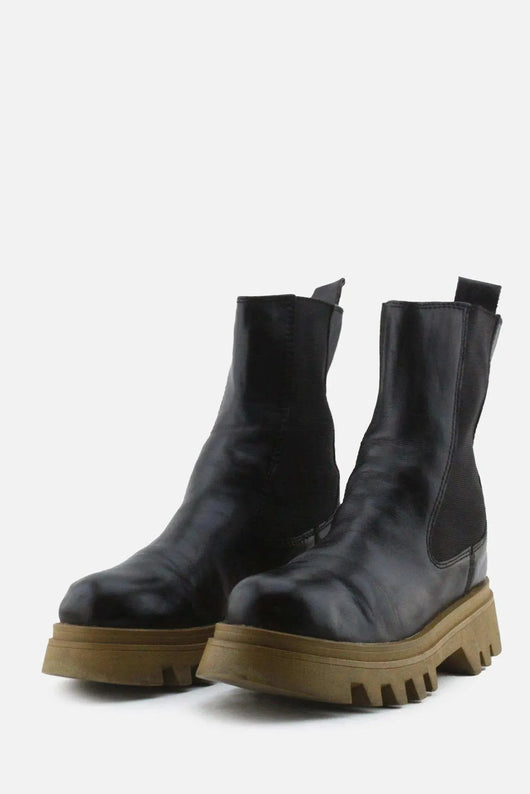 Zara Stretchable Combat Ankle Boots | 100% Authentic Leather - sundaybazar