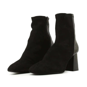 Stradivarius Zipper Block Heels Ankle Boots | Textile - sundaybazar