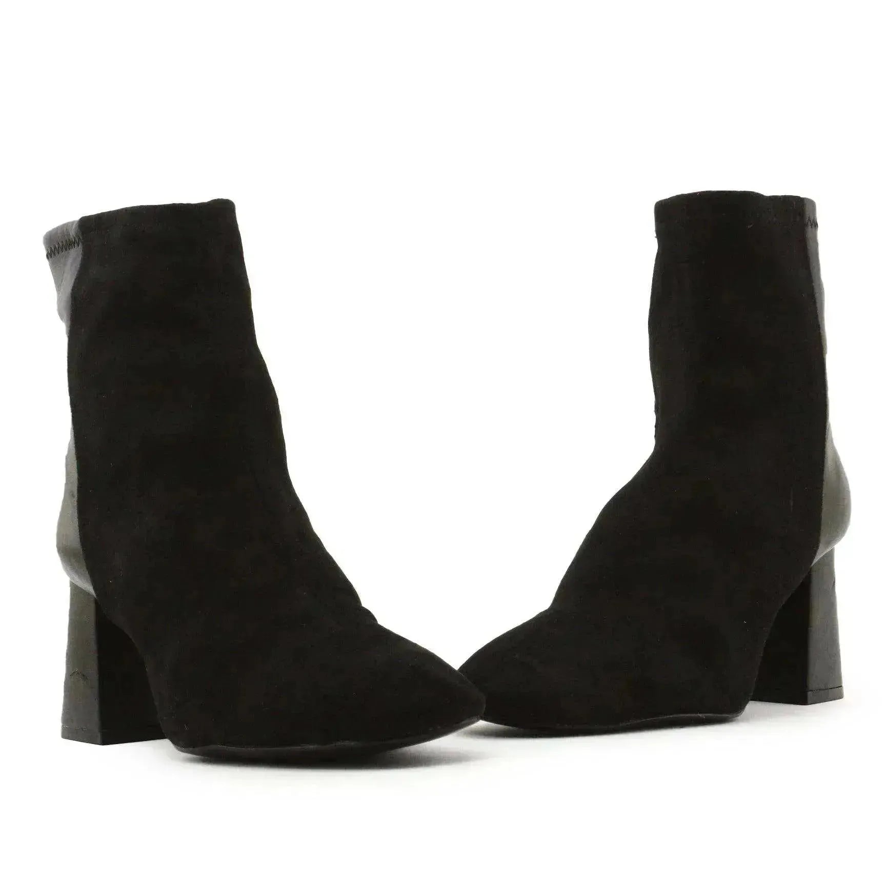 Stradivarius Zipper Block Heels Ankle Boots | Textile - sundaybazar