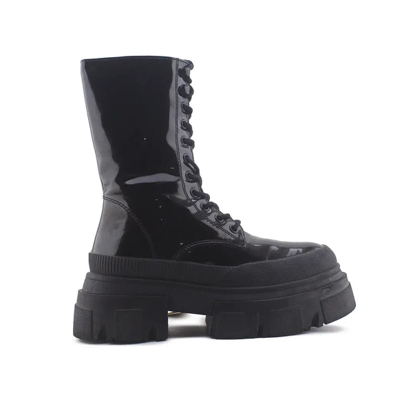 Berhka Lace Up Platform Combat Ankle Boots (100% Synthetic Leather)