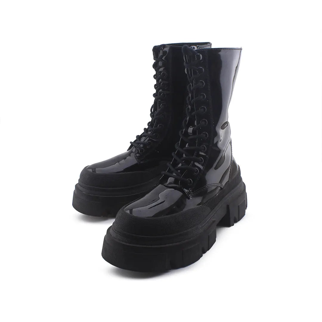 Berhka Lace Up Platform Combat Ankle Boots (100% Synthetic Leather)
