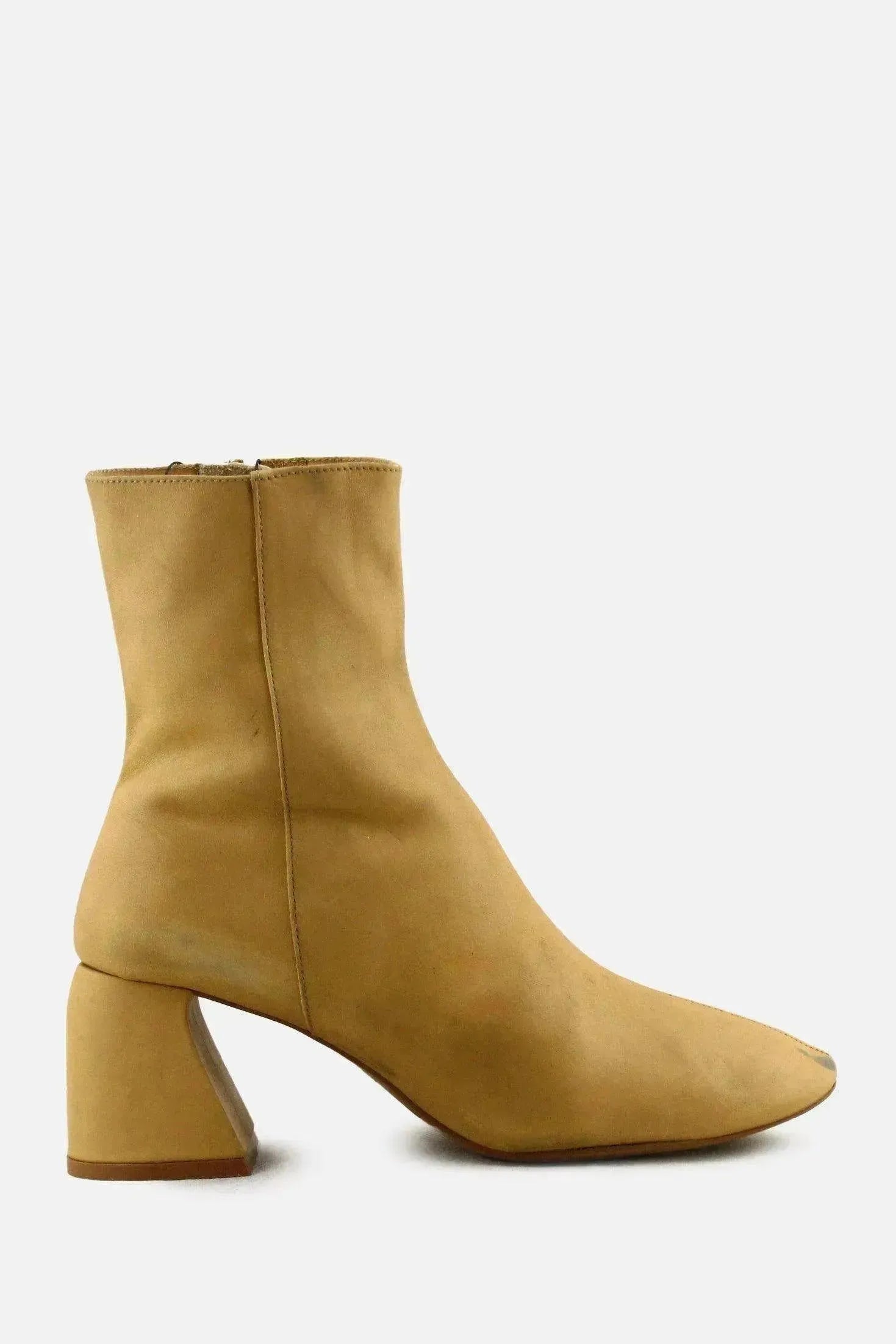 Zara Zipper Block Heels Ankle Boots | 100% Authentic Leather - sundaybazar