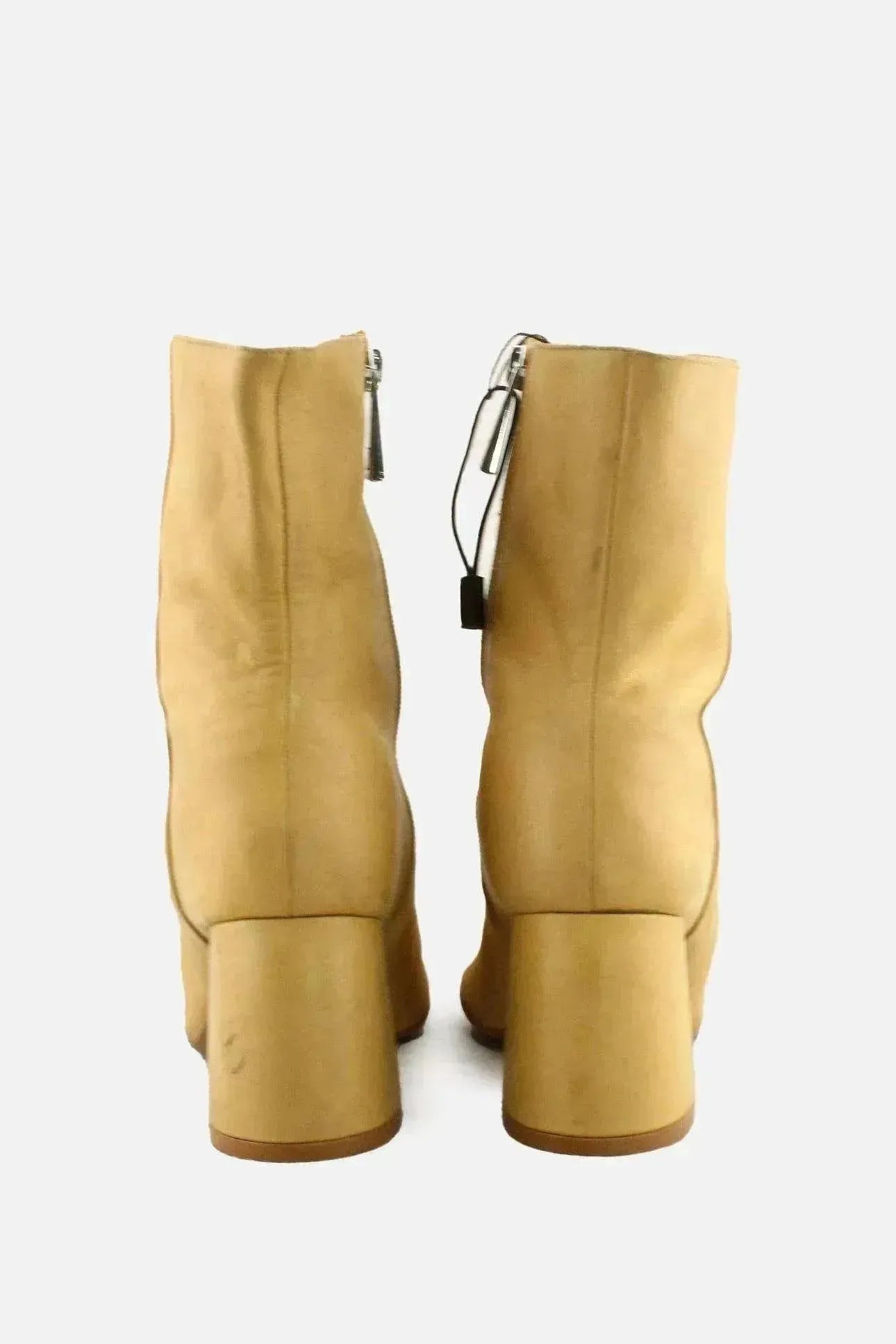 Zara Zipper Block Heels Ankle Boots | 100% Authentic Leather - sundaybazar
