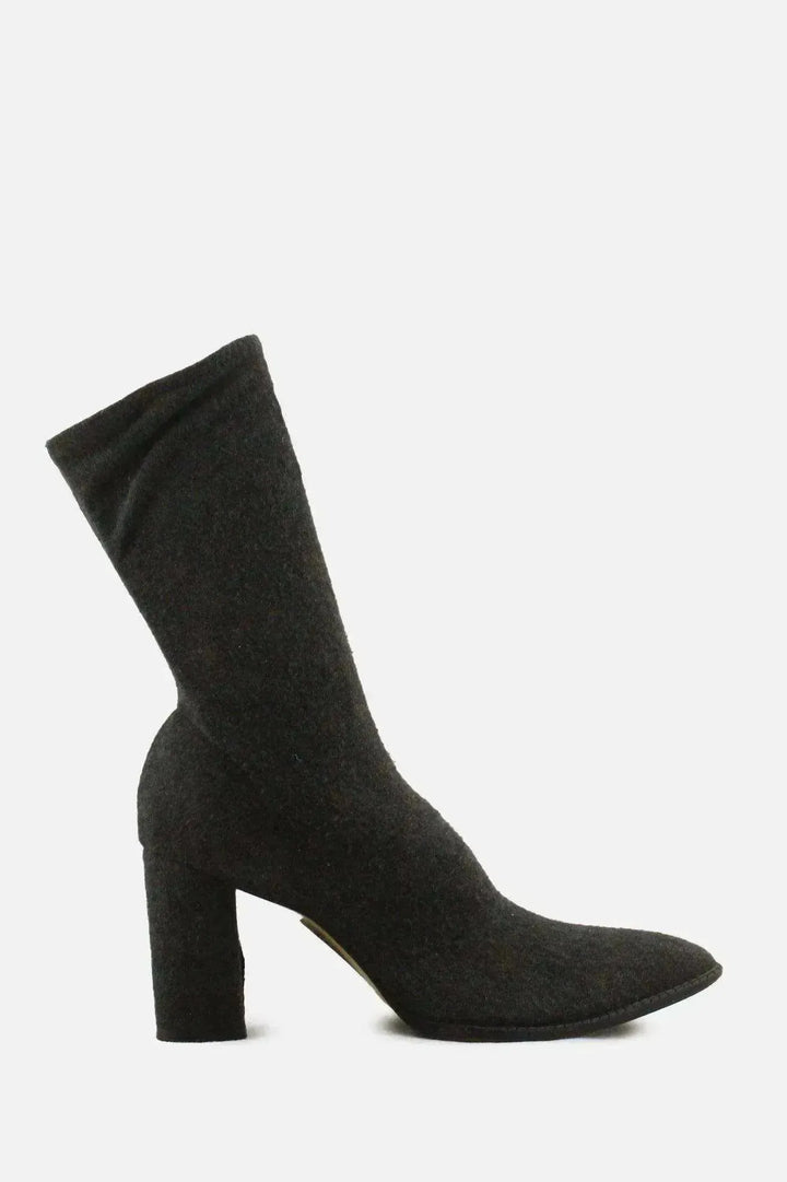 European Brand Block Heels Sock Boots | Suede - sundaybazar