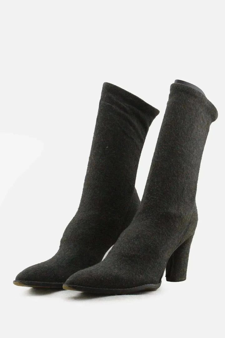 European Brand Block Heels Sock Boots | Suede - sundaybazar